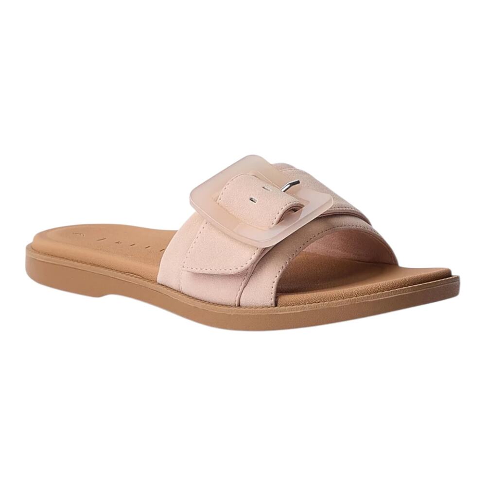 Reef Women's Sunny Emma Leather Buckle Slide Sandals Cameo Rose Size 8